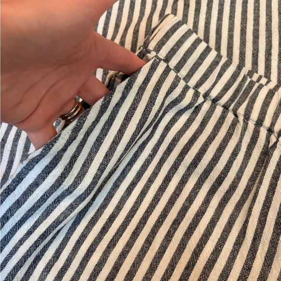 Caslon Navy and White Linen Blend Striped Pants - Picture 5 of 7